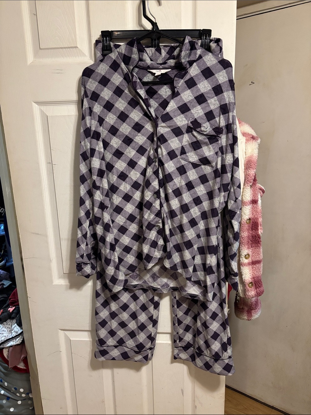 Secret Treasures Purple Plaid Button-Front Pajama Set